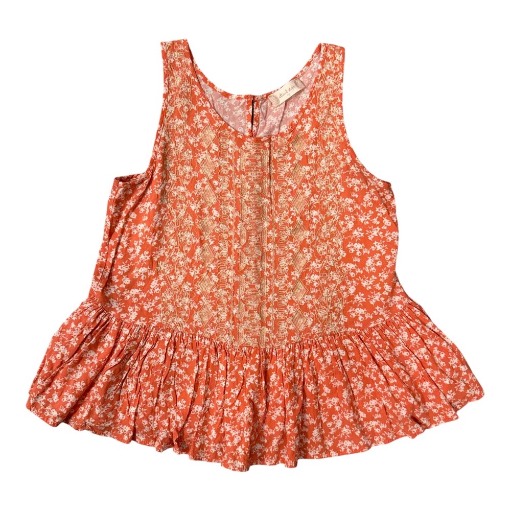 Altar'd State Peplum Tank Top Women Small Orange Floral Good Embroidered Boho